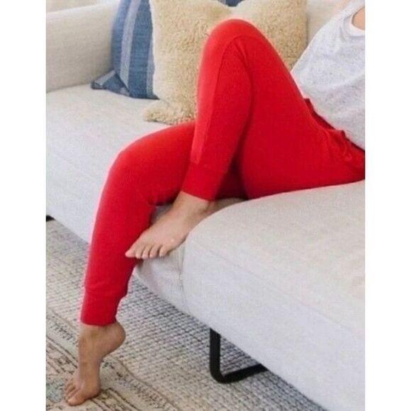 Zyia Don't Wake Me Thermal Joggers Red Waffle Knit Lounge Sleep Pants - Picture 1 of 9